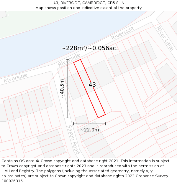 43, RIVERSIDE, CAMBRIDGE, CB5 8HN: Plot and title map