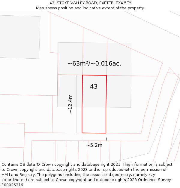 43, STOKE VALLEY ROAD, EXETER, EX4 5EY: Plot and title map