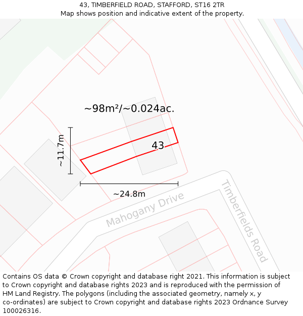 43, TIMBERFIELD ROAD, STAFFORD, ST16 2TR: Plot and title map