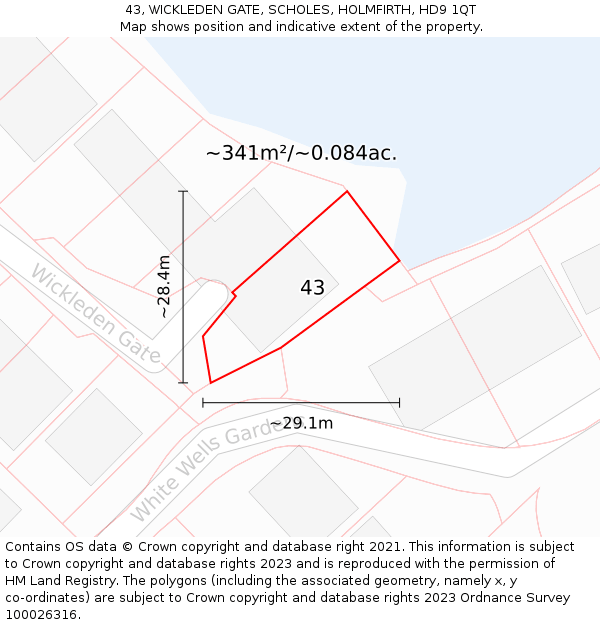 43, WICKLEDEN GATE, SCHOLES, HOLMFIRTH, HD9 1QT: Plot and title map