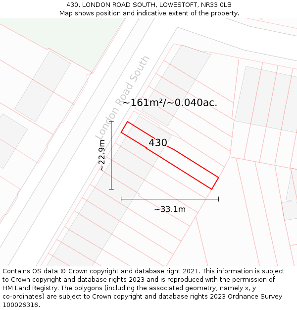 430, LONDON ROAD SOUTH, LOWESTOFT, NR33 0LB: Plot and title map