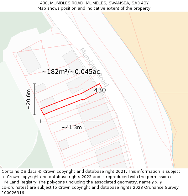 430, MUMBLES ROAD, MUMBLES, SWANSEA, SA3 4BY: Plot and title map
