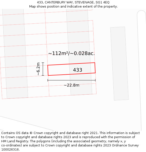 433, CANTERBURY WAY, STEVENAGE, SG1 4EQ: Plot and title map