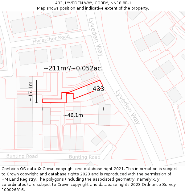 433, LYVEDEN WAY, CORBY, NN18 8RU: Plot and title map