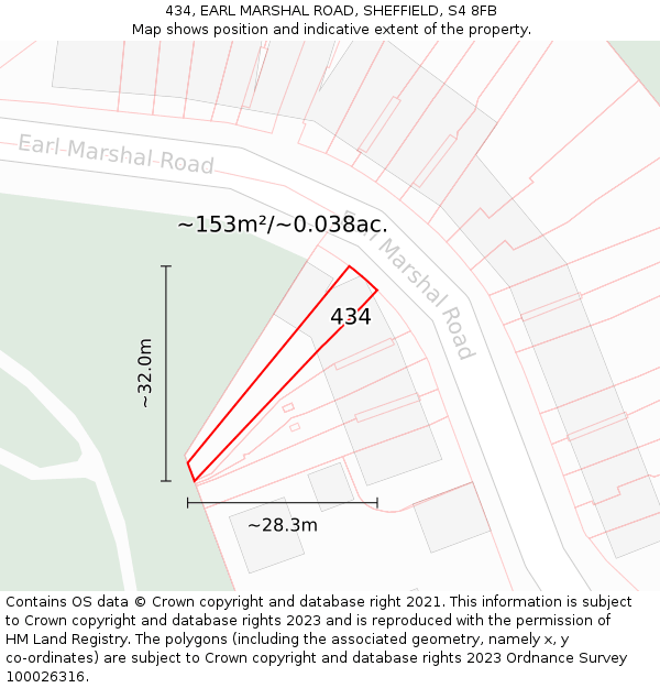 434, EARL MARSHAL ROAD, SHEFFIELD, S4 8FB: Plot and title map