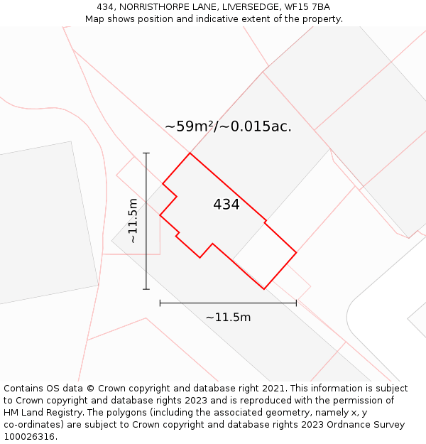 434, NORRISTHORPE LANE, LIVERSEDGE, WF15 7BA: Plot and title map