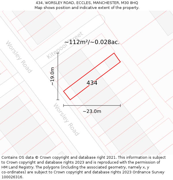 434, WORSLEY ROAD, ECCLES, MANCHESTER, M30 8HQ: Plot and title map