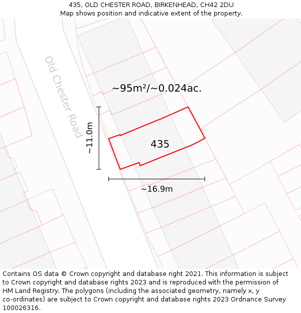 435, OLD CHESTER ROAD, BIRKENHEAD, CH42 2DU: Plot and title map