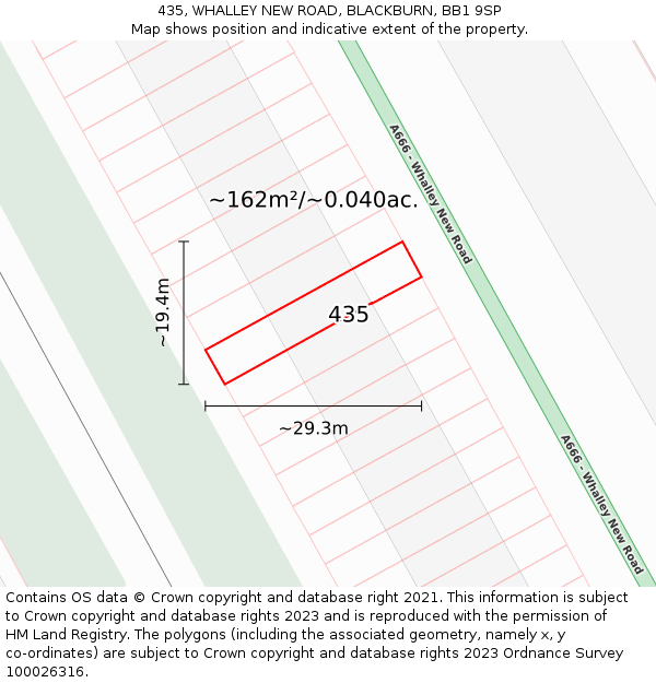 435, WHALLEY NEW ROAD, BLACKBURN, BB1 9SP: Plot and title map