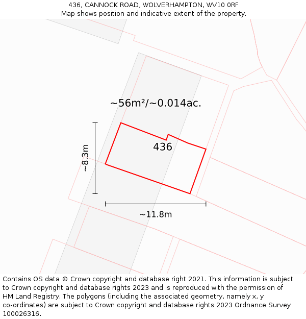 436, CANNOCK ROAD, WOLVERHAMPTON, WV10 0RF: Plot and title map