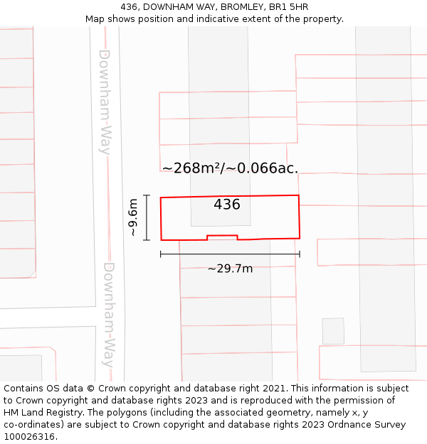 436, DOWNHAM WAY, BROMLEY, BR1 5HR: Plot and title map