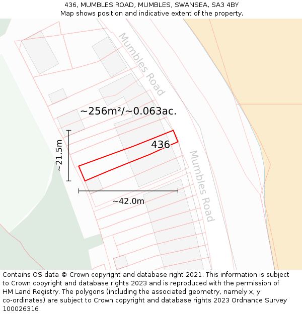 436, MUMBLES ROAD, MUMBLES, SWANSEA, SA3 4BY: Plot and title map