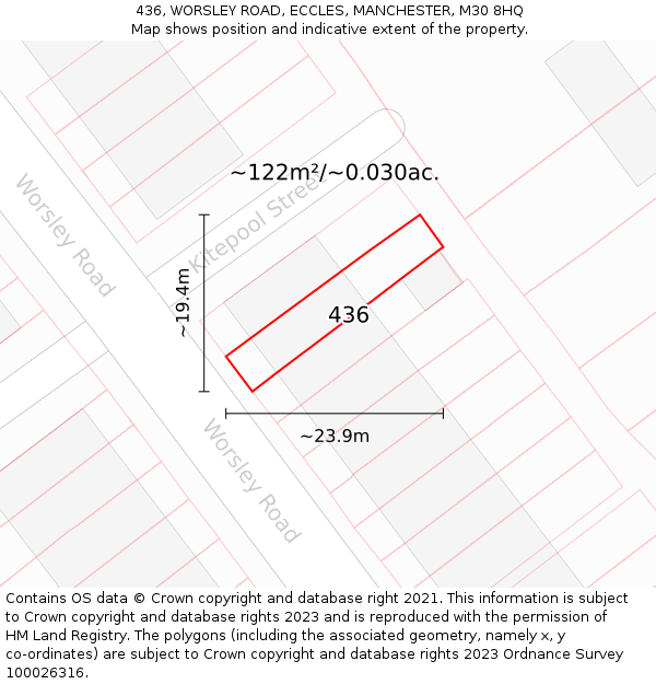 436, WORSLEY ROAD, ECCLES, MANCHESTER, M30 8HQ: Plot and title map