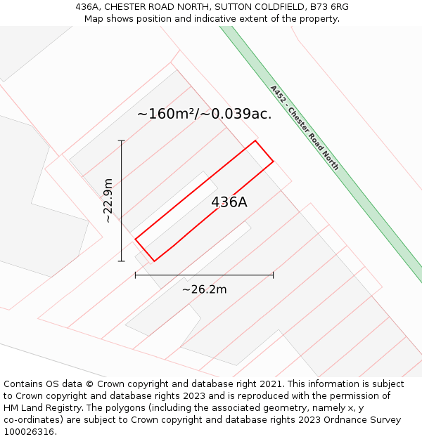436A, CHESTER ROAD NORTH, SUTTON COLDFIELD, B73 6RG: Plot and title map