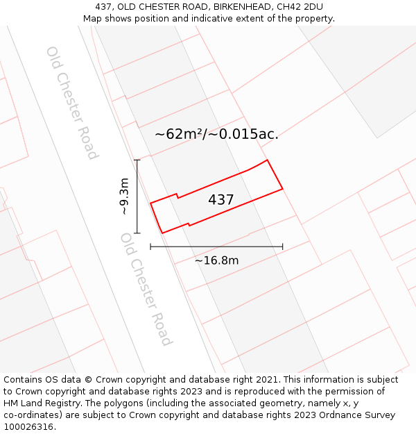437, OLD CHESTER ROAD, BIRKENHEAD, CH42 2DU: Plot and title map