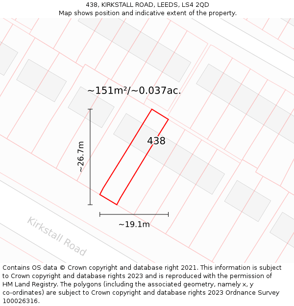438, KIRKSTALL ROAD, LEEDS, LS4 2QD: Plot and title map