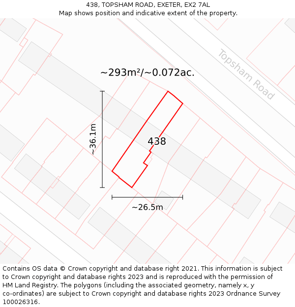 438, TOPSHAM ROAD, EXETER, EX2 7AL: Plot and title map