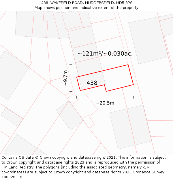 438, WAKEFIELD ROAD, HUDDERSFIELD, HD5 8PS: Plot and title map