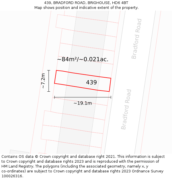 439, BRADFORD ROAD, BRIGHOUSE, HD6 4BT: Plot and title map
