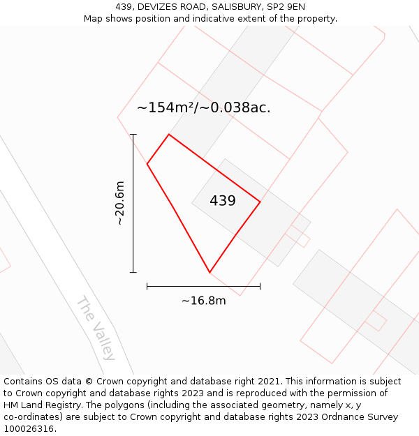 439, DEVIZES ROAD, SALISBURY, SP2 9EN: Plot and title map