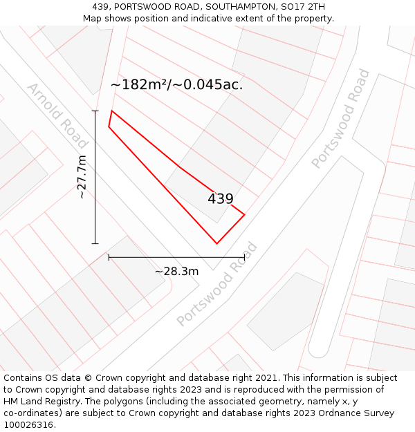 439, PORTSWOOD ROAD, SOUTHAMPTON, SO17 2TH: Plot and title map