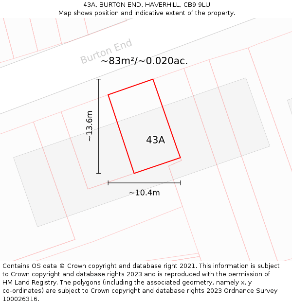 43A, BURTON END, HAVERHILL, CB9 9LU: Plot and title map
