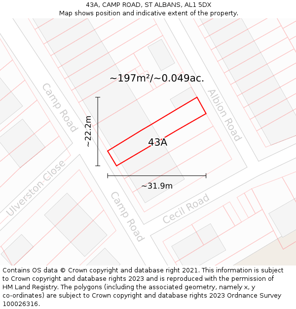 43A, CAMP ROAD, ST ALBANS, AL1 5DX: Plot and title map