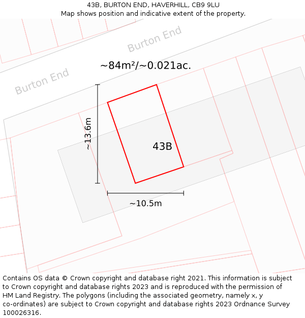 43B, BURTON END, HAVERHILL, CB9 9LU: Plot and title map