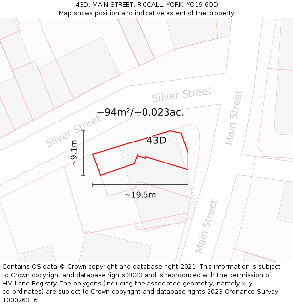 43D, MAIN STREET, RICCALL, YORK, YO19 6QD: Plot and title map