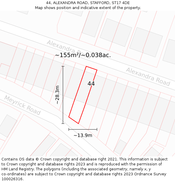 44, ALEXANDRA ROAD, STAFFORD, ST17 4DE: Plot and title map