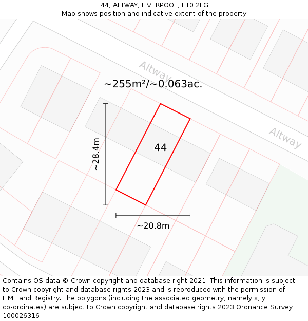 44, ALTWAY, LIVERPOOL, L10 2LG: Plot and title map