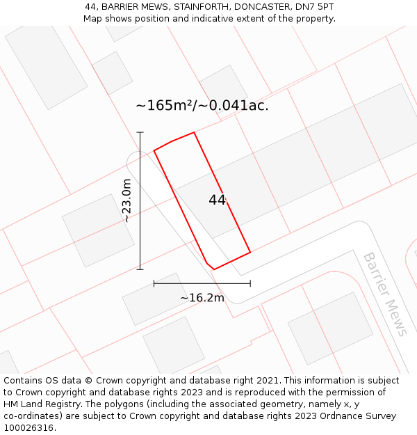 44, BARRIER MEWS, STAINFORTH, DONCASTER, DN7 5PT: Plot and title map