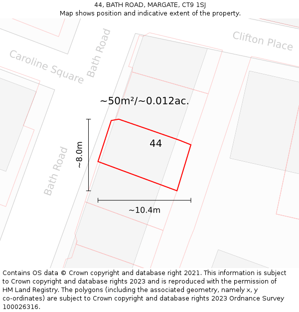44, BATH ROAD, MARGATE, CT9 1SJ: Plot and title map