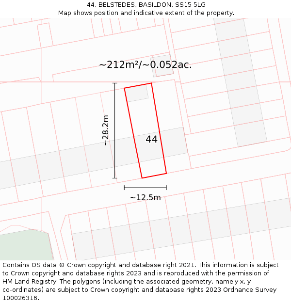 44, BELSTEDES, BASILDON, SS15 5LG: Plot and title map