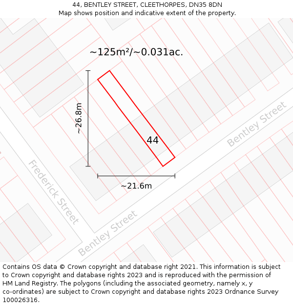 44, BENTLEY STREET, CLEETHORPES, DN35 8DN: Plot and title map