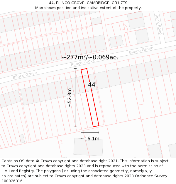 44, BLINCO GROVE, CAMBRIDGE, CB1 7TS: Plot and title map