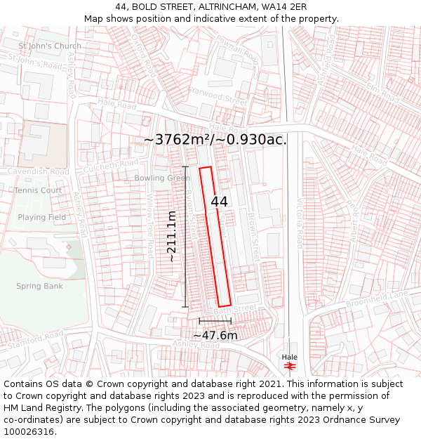 44, BOLD STREET, ALTRINCHAM, WA14 2ER: Plot and title map