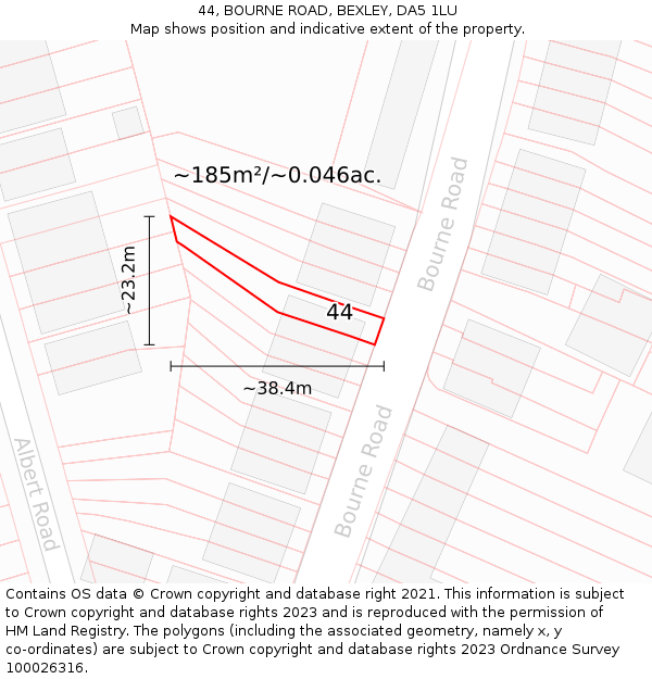 44, BOURNE ROAD, BEXLEY, DA5 1LU: Plot and title map