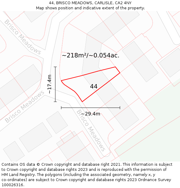 44, BRISCO MEADOWS, CARLISLE, CA2 4NY: Plot and title map