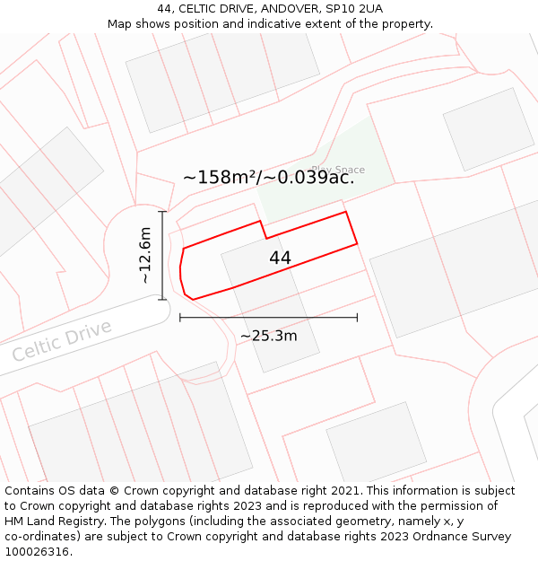 44, CELTIC DRIVE, ANDOVER, SP10 2UA: Plot and title map