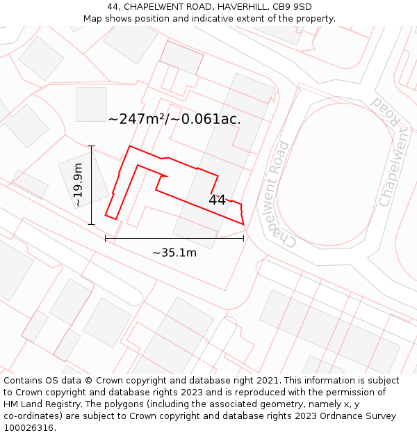44, CHAPELWENT ROAD, HAVERHILL, CB9 9SD: Plot and title map