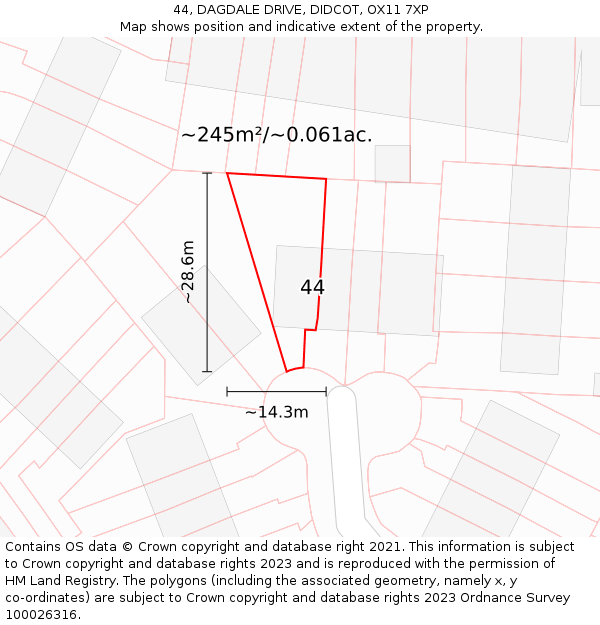 44, DAGDALE DRIVE, DIDCOT, OX11 7XP: Plot and title map