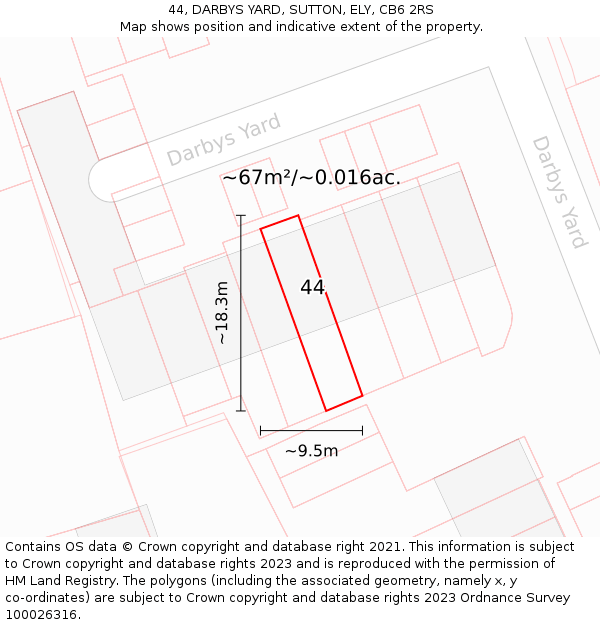 44, DARBYS YARD, SUTTON, ELY, CB6 2RS: Plot and title map