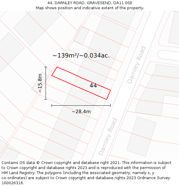 44, DARNLEY ROAD, GRAVESEND, DA11 0SE: Plot and title map