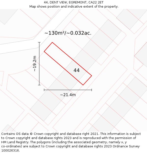 44, DENT VIEW, EGREMONT, CA22 2ET: Plot and title map