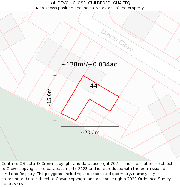 44, DEVOIL CLOSE, GUILDFORD, GU4 7FQ: Plot and title map