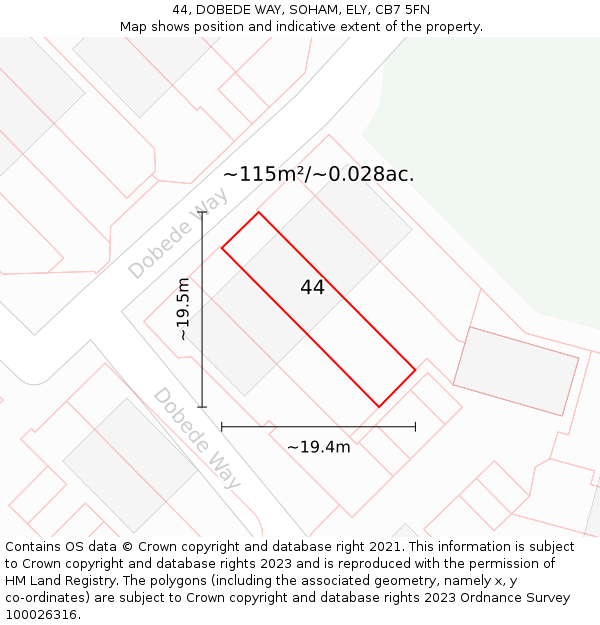 44, DOBEDE WAY, SOHAM, ELY, CB7 5FN: Plot and title map