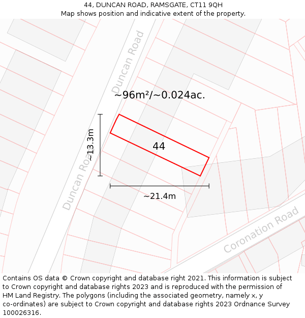 44, DUNCAN ROAD, RAMSGATE, CT11 9QH: Plot and title map
