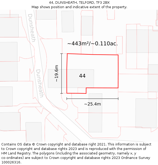 44, DUNSHEATH, TELFORD, TF3 2BX: Plot and title map