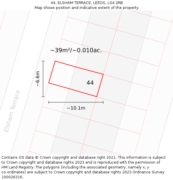44, ELSHAM TERRACE, LEEDS, LS4 2RB: Plot and title map
